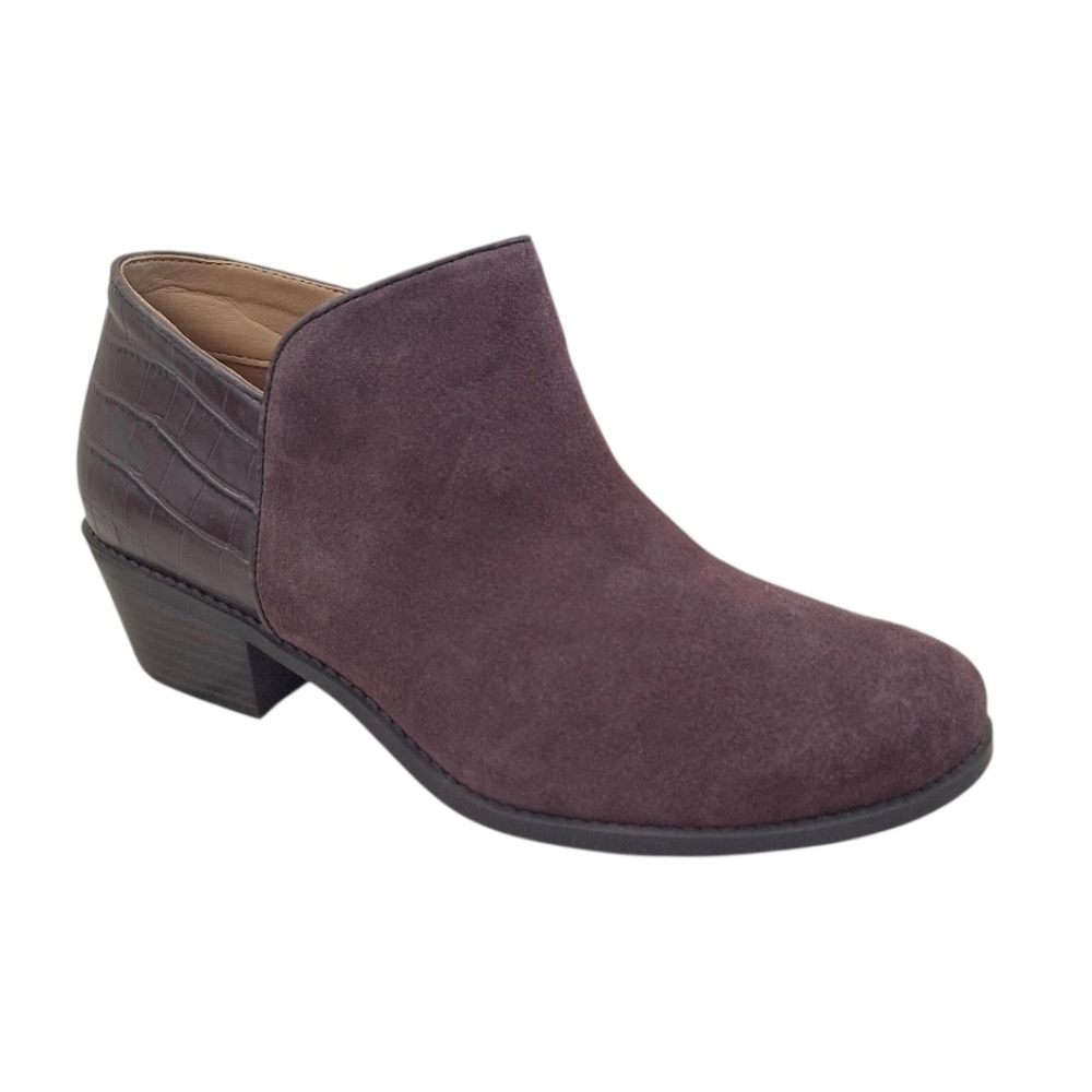 Vionic Felicity Marissa Purple Suede Ankle Boots Western Cowgirl  8 WIDE